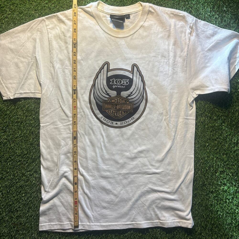 Harley-Davidson 105th Anniversary T-Shirt White Eagle Wings USA Made Men's L